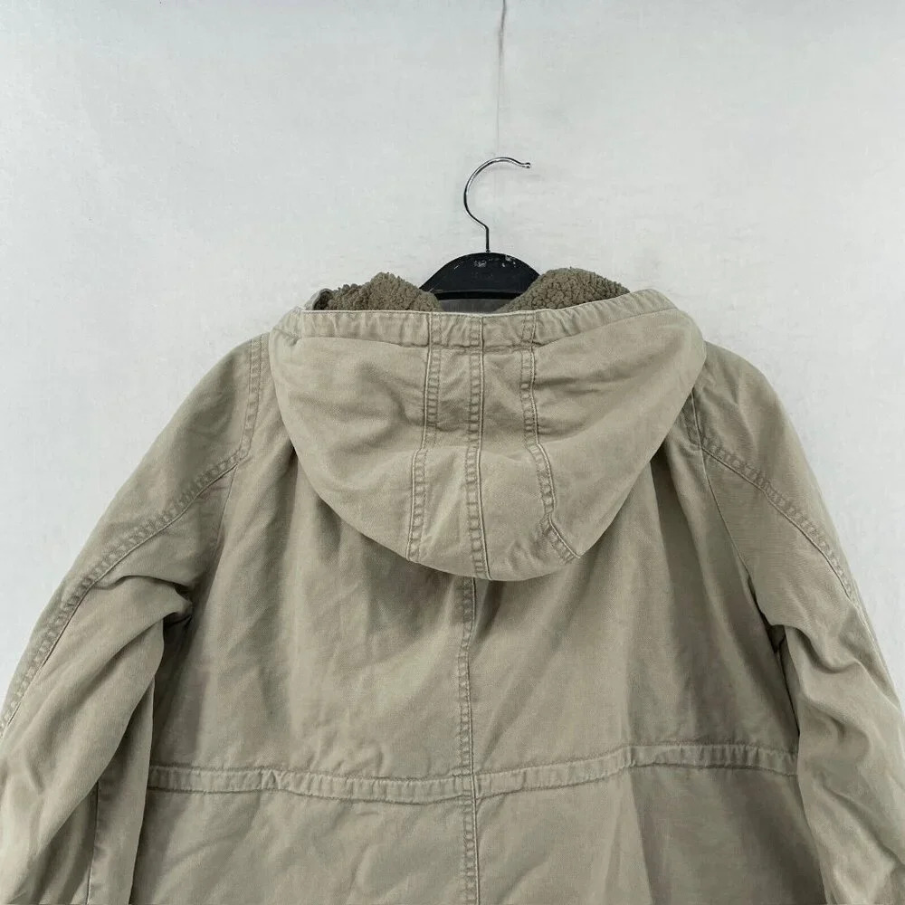 Garnet Hill Coat Women's Sz Brown Hooded Full Zipped Sherpa Fleece Lined Parka - Picture 8 of 13